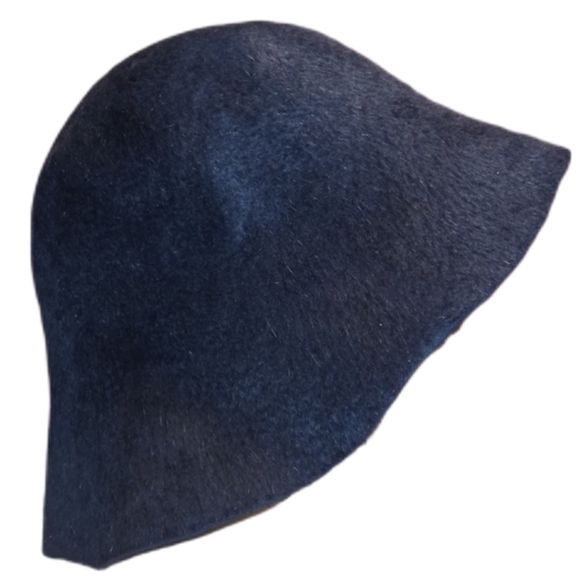 Banana Republic Bucket Hat Neutral Navy Blue Furry Fuzzy Fall Winter Fashion - Picture 5 of 6